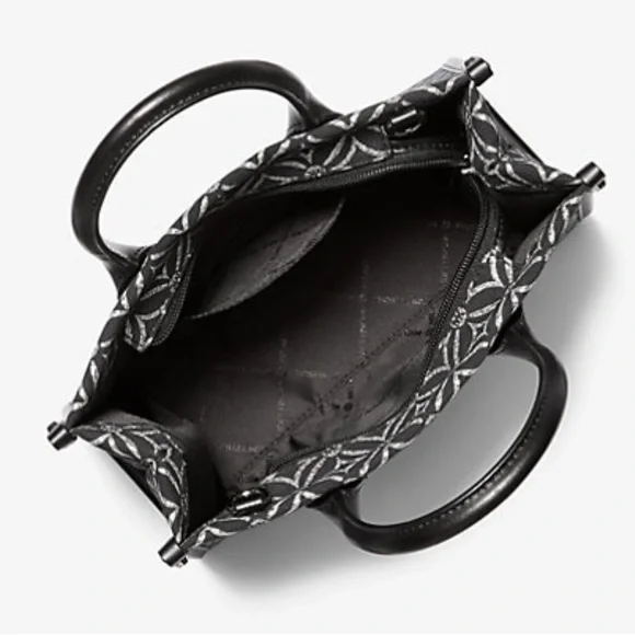 Michael Kors Mirella Small Metallic Logo Jacquard Crossbody Bag Black/Silver 
NW - Picture 2 of 16